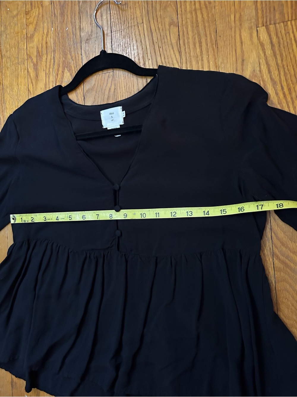 Urban Outfitters Black V-Neck Peplum Button Blouse - Picture 7 of 7